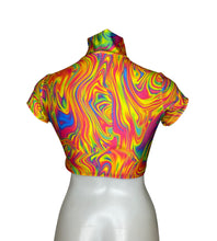 Load image into Gallery viewer, ALL THE GLOW | Crop Turtle Neck, Women's Festival Top, Rave Top