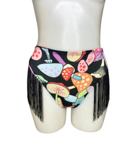 Load image into Gallery viewer, DAY TRIP | Fringe High Waisted High Cut Bottoms, Festival Bottoms, Rave Bottoms, Black Rave Outfit