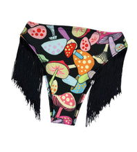 Load image into Gallery viewer, DAY TRIP | Fringe High Waisted High Cut Bottoms, Festival Bottoms, Rave Bottoms, Black Rave Outfit