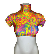 Load image into Gallery viewer, ALL THE GLOW | Crop Turtle Neck, Women's Festival Top, Rave Top