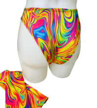 Load image into Gallery viewer, ALL THE GLOW | High Waisted High Cut Bottoms, Festival Bottoms, Rave Bottoms, Black Rave Outfit