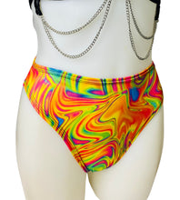 Load image into Gallery viewer, ALL THE GLOW | High Waisted High Cut Bottoms, Festival Bottoms, Rave Bottoms, Black Rave Outfit