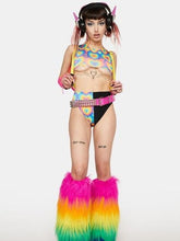 Load image into Gallery viewer, POSITIVE VIBRATIONS | High Waisted High Cut Bottoms, Festival Bottoms, Rave Bottoms, Black Rave Outfit