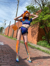 Load image into Gallery viewer, DAZED MUSHROOM | High Waisted High Cut Side Tie Bottoms, Festival Bottoms, Rave Bottoms, Black Rave Outfit