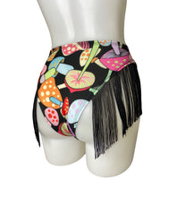 Load image into Gallery viewer, DAY TRIP | Fringe High Waisted High Cut Bottoms, Festival Bottoms, Rave Bottoms, Black Rave Outfit
