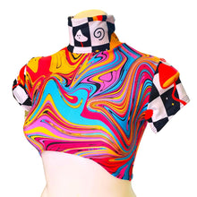 Load image into Gallery viewer, MIDNIGHT SWIRL | Crop Turtle Neck, Women's Festival Top, Rave Top