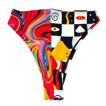 Load image into Gallery viewer, MIDNIGHT SWIRL | Split High Waisted High Cut Bottoms, Festival Bottoms, Rave Bottoms, Black Rave Outfit