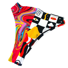 Load image into Gallery viewer, MIDNIGHT SWIRL | Split High Waisted High Cut Bottoms, Festival Bottoms, Rave Bottoms, Black Rave Outfit