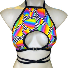 Load image into Gallery viewer, RETRO RAVE | Cut Out Buckle Halter Top, Women's Festival Top, Rave Top