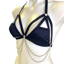 Load image into Gallery viewer, BLACK | Strappy Chain Cage Top, Festival Top, Rave Top with Chains