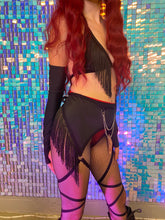 Load image into Gallery viewer, BLACK | Fringe Triangle Top, Women's Festival Top, Rave Top
