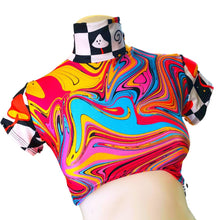 Load image into Gallery viewer, MIDNIGHT SWIRL | Crop Turtle Neck, Women's Festival Top, Rave Top