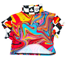 Load image into Gallery viewer, MIDNIGHT SWIRL | Crop Turtle Neck, Women's Festival Top, Rave Top