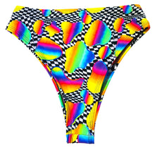 Load image into Gallery viewer, RETRO RAVE | High Waisted High Cut Bottoms, Festival Bottoms, Rave Bottoms, Black Rave Outfit