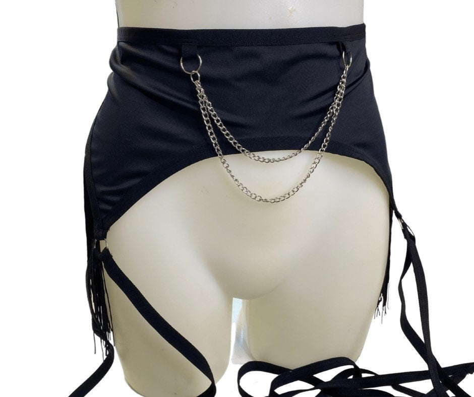 BLACK | Leg Wrap Garter Belt With fringe and chains The Lyte Couture BLACK | Leg Wrap Garter Belt With fringe and chains The Lyte Couture