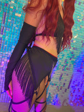 Load image into Gallery viewer, BLACK | Leg Wrap Garter Belt With fringe and chains