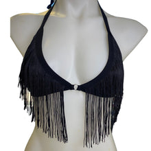 Load image into Gallery viewer, BLACK | Fringe Triangle Top, Women's Festival Top, Rave Top