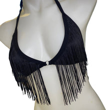 Load image into Gallery viewer, BLACK | Fringe Triangle Top, Women's Festival Top, Rave Top