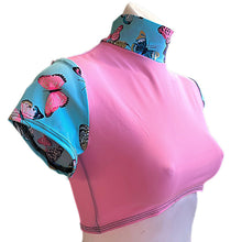 Load image into Gallery viewer, PINK BUTTERFLY | Underboob Mock Neck Crop Top, Women's Festival Top, Rave Top