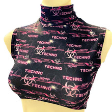 Load image into Gallery viewer, PINK TECHNO | Underboob Mock Neck Crop Top Sleeveless , Women's Festival Top, Rave Top
