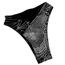 Load image into Gallery viewer, TRI COLOR | Reflective + Black | Ready to Ship | High Waisted High Cut Bottoms, Festival Bottoms, Rave Bottoms, Rainbow Rave Outfit