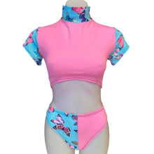 Load image into Gallery viewer, PINK BUTTERFLY | Underboob Mock Neck Crop Top, Women's Festival Top, Rave Top