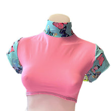 Load image into Gallery viewer, PINK BUTTERFLY | Underboob Mock Neck Crop Top, Women's Festival Top, Rave Top