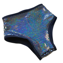 Load image into Gallery viewer, DISCO QUEEN | Black Holo | High Waisted Bottoms, Festival Bottoms, Rave Bottoms, Sparkle Rave Outfit