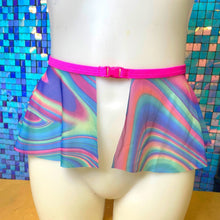 Load image into Gallery viewer, COSMIC SWIRL | Mesh Ultra Mini Buckle Skirt, Rave Skirt, Festival Bottom