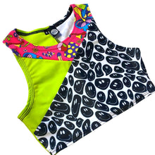 Load image into Gallery viewer, TRI COLOR| Mushroom Smiley | Ready To Ship | Limited Edition Sporty Crop Top, Women's Festival Top, Rave Top