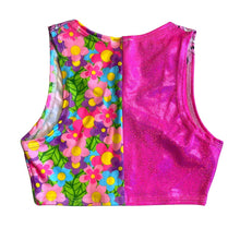 Load image into Gallery viewer, TRI COLOR|Happy Daisy | Ready To Ship | Limited Edition Sporty Crop Top, Women's Festival Top, Rave Top