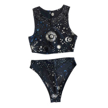 Load image into Gallery viewer, TRI COLOR| Luna | Ready to Ship | High Waisted High Cut Bottoms, Festival Bottoms, Rave Bottoms, Rainbow Rave Outfit