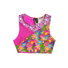 Load image into Gallery viewer, TRI COLOR|Happy Daisy | Ready To Ship | Limited Edition Sporty Crop Top, Women's Festival Top, Rave Top