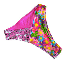 Load image into Gallery viewer, TRI COLOR | Happy Daisy | Ready to Ship | High Waisted High Cut Bottoms, Festival Bottoms, Rave Bottoms, Rainbow Rave Outfit