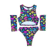 Load image into Gallery viewer, ELECTRIC MUSHROOM | Underboob Sporty Crop Top, Women's Festival Top, Rave Top