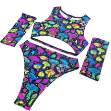 Load image into Gallery viewer, ELECTRIC MUSHROOM | Underboob Sporty Crop Top, Women's Festival Top, Rave Top