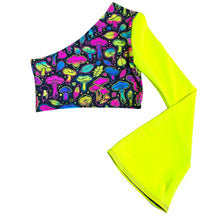 Load image into Gallery viewer, ELECTRIC MUSHROOM | One Shoulder Bell Sleeve Top, Women's Festival Top, Rave Top