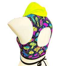 Load image into Gallery viewer, ELECTRIC MUSHROOM |  cowl Neck Crop Top With Wrap Front, Women's Festival Top, Rave Top