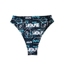 Load image into Gallery viewer, HOUSE MUSIC | High Waisted High Cut Bottoms, Festival Bottoms, Rave Bottoms, Black Rave Outfit