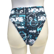 Load image into Gallery viewer, HOUSE MUSIC | High Waisted High Cut Chain Bottoms wit cut out, Festival Bottoms, Rave Bottoms, Black Rave Outfit