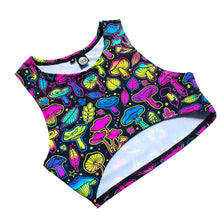 Load image into Gallery viewer, ELECTRIC MUSHROOM | Underboob Sporty Crop Top, Women's Festival Top, Rave Top