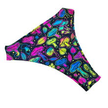 Load image into Gallery viewer, ELECTRIC MUSHROOM | High Waisted High Cut Bottoms, Festival Bottoms, Rave Bottoms, Black Rave Outfit