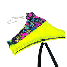 Load image into Gallery viewer, ELECTRIC MUSHROOM | High Waisted High Cut Chain Bottoms with Leg Wrap, Festival Bottoms, Rave Bottoms, Black Rave Outfit