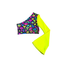 Load image into Gallery viewer, ELECTRIC MUSHROOM | One Shoulder Bell Sleeve Top, Women's Festival Top, Rave Top