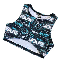 Load image into Gallery viewer, HOUSE MUSIC | Underboob Sporty Crop Top, Women's Festival Top, Rave Top