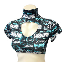 Load image into Gallery viewer, HOUSE MUSIC | Underboob Mock Neck Cut Out Crop Top, Women's Festival Top, Rave Top