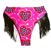 Load image into Gallery viewer, GIRLS RULE | Fringe High Waisted High Cut Bottoms, Festival Bottoms, Rave Bottoms, Black Rave Outfit