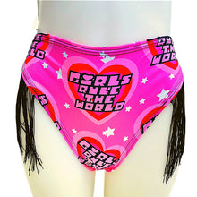 Load image into Gallery viewer, GIRLS RULE | Fringe High Waisted High Cut Bottoms, Festival Bottoms, Rave Bottoms, Black Rave Outfit