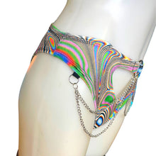 Load image into Gallery viewer, LUCID DREAMS | High Waisted High Cut Chain Bottoms wit cut out, Festival Bottoms, Rave Bottoms, Rave Outfit