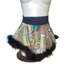 Load image into Gallery viewer, LUCID DREAMS | High Low Circle Skirt, Rave Skirt, Festival Bottom with Fluff Trim